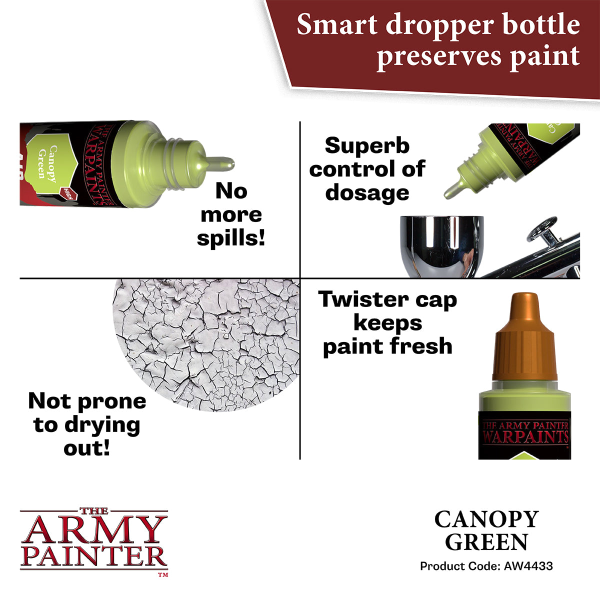 The Army Painter Warpaints Air – Airbrush-Farbe „Canopy Green“ – Vorverdünnt, Mit Mischkugel