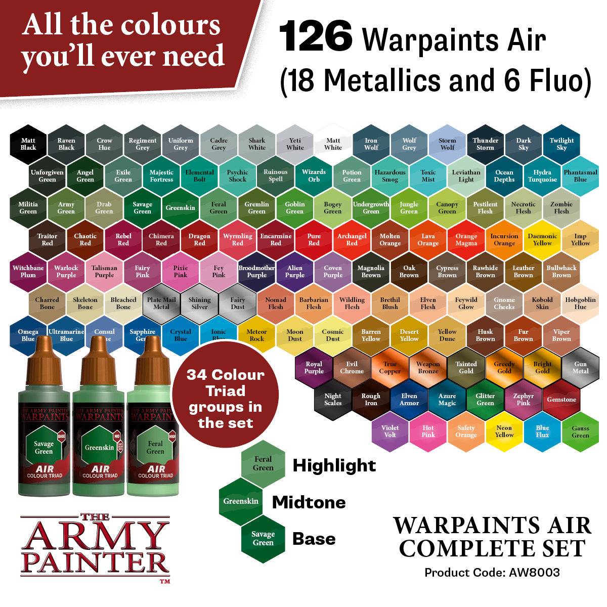 Warpaints Air Complete Set: 126 airbrush colours - The Army Painter