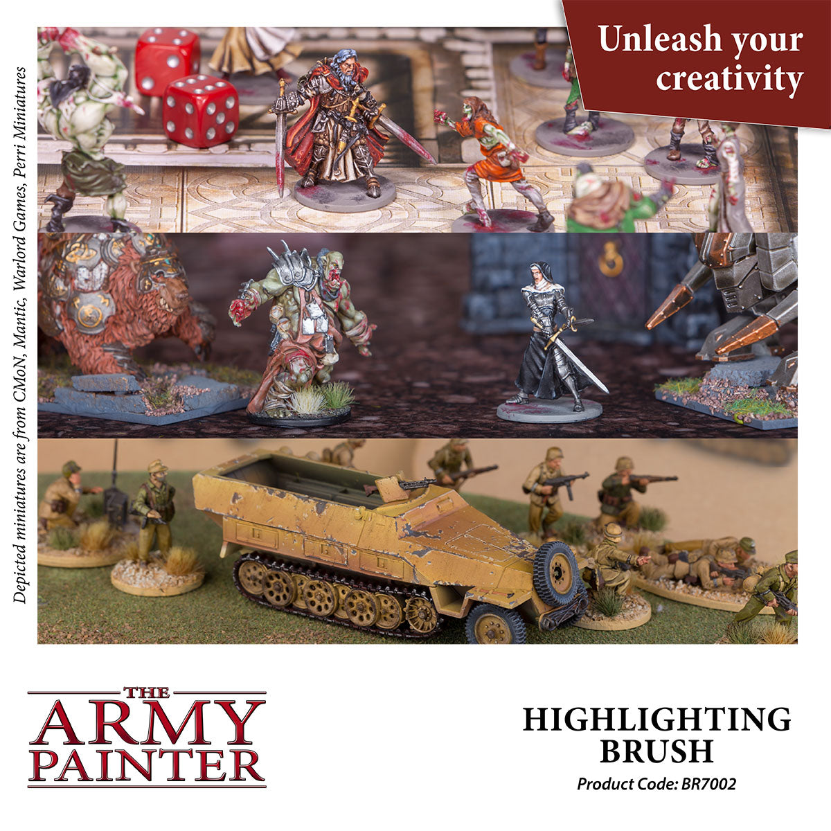 The Army Painter Hobby: 3pcs Highlighting - Hobby Brush Set with Synthetic  Taklon Hair - Fine Detail Paint Brush, Small Paint Brush, Model Paint Brush