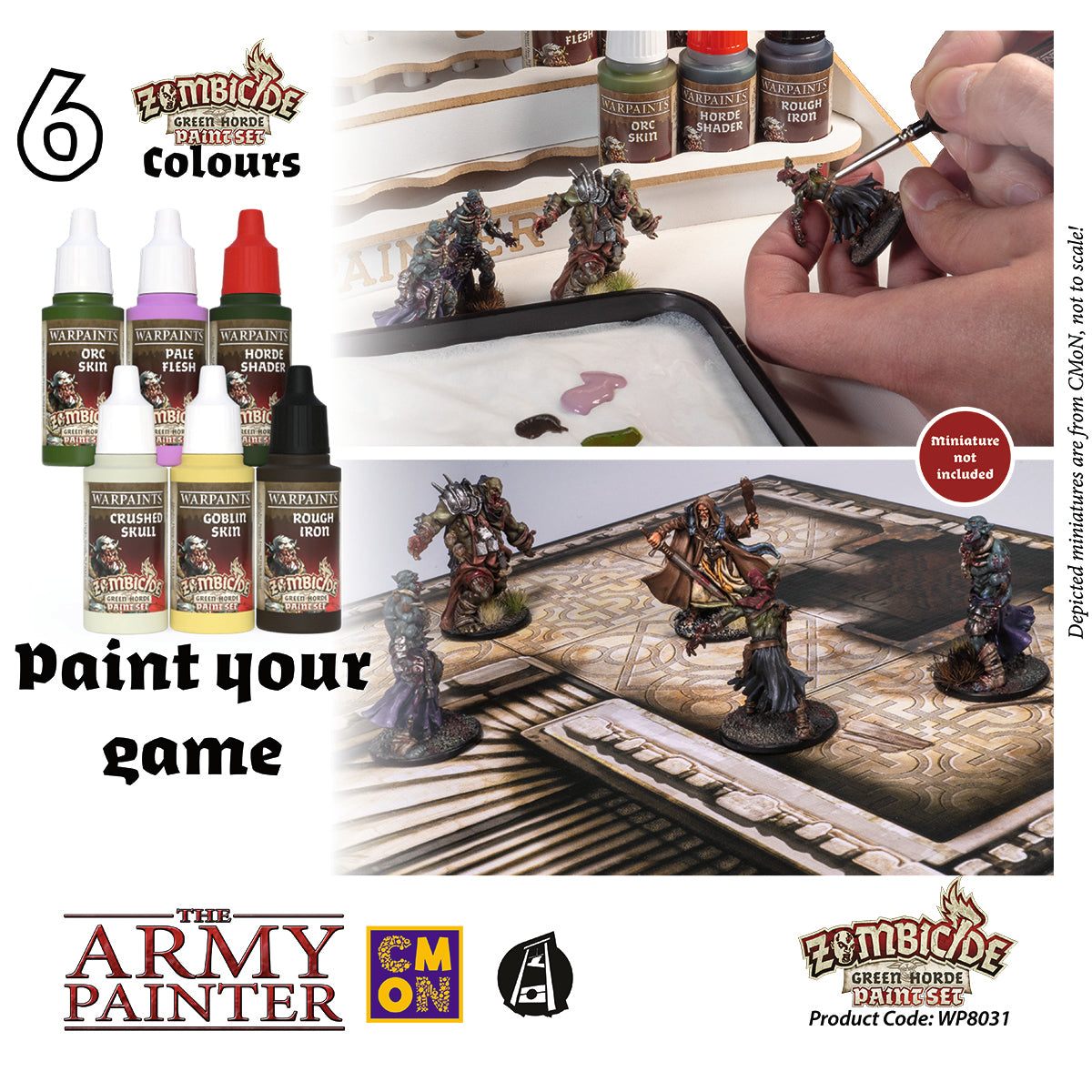The Army Painter Warpaints Starter Paint Set with FREE Paintbrush - Zombie  Miniature Painting Set, 10 Dropper Bottles of Zombicide Paints for
