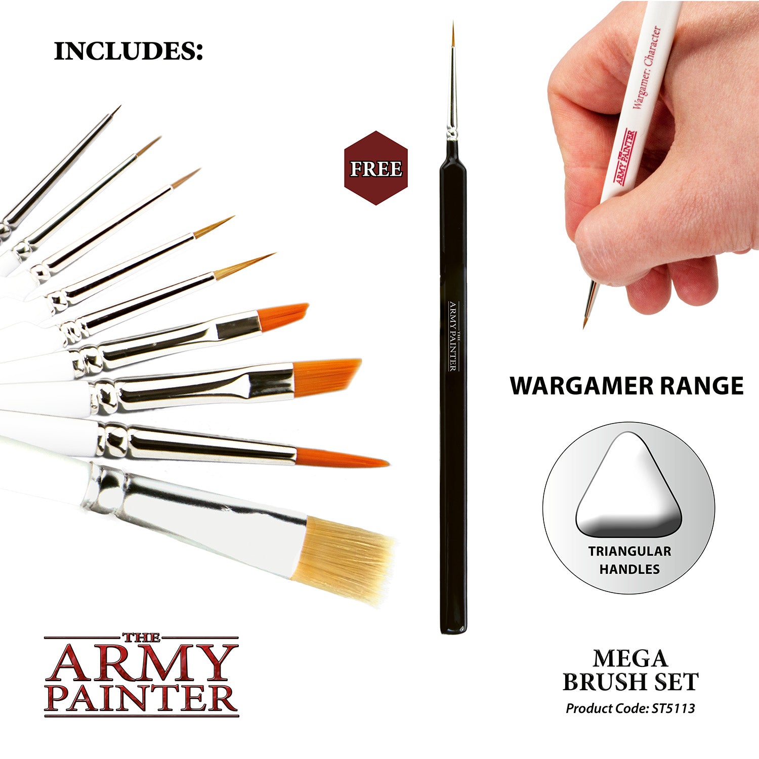The Army Painter Gamemaster Miniature Paint Brushes - Model Paint Brushes  for Miniature Painting - Acrylic Paint Brush Set with Bonus Item for