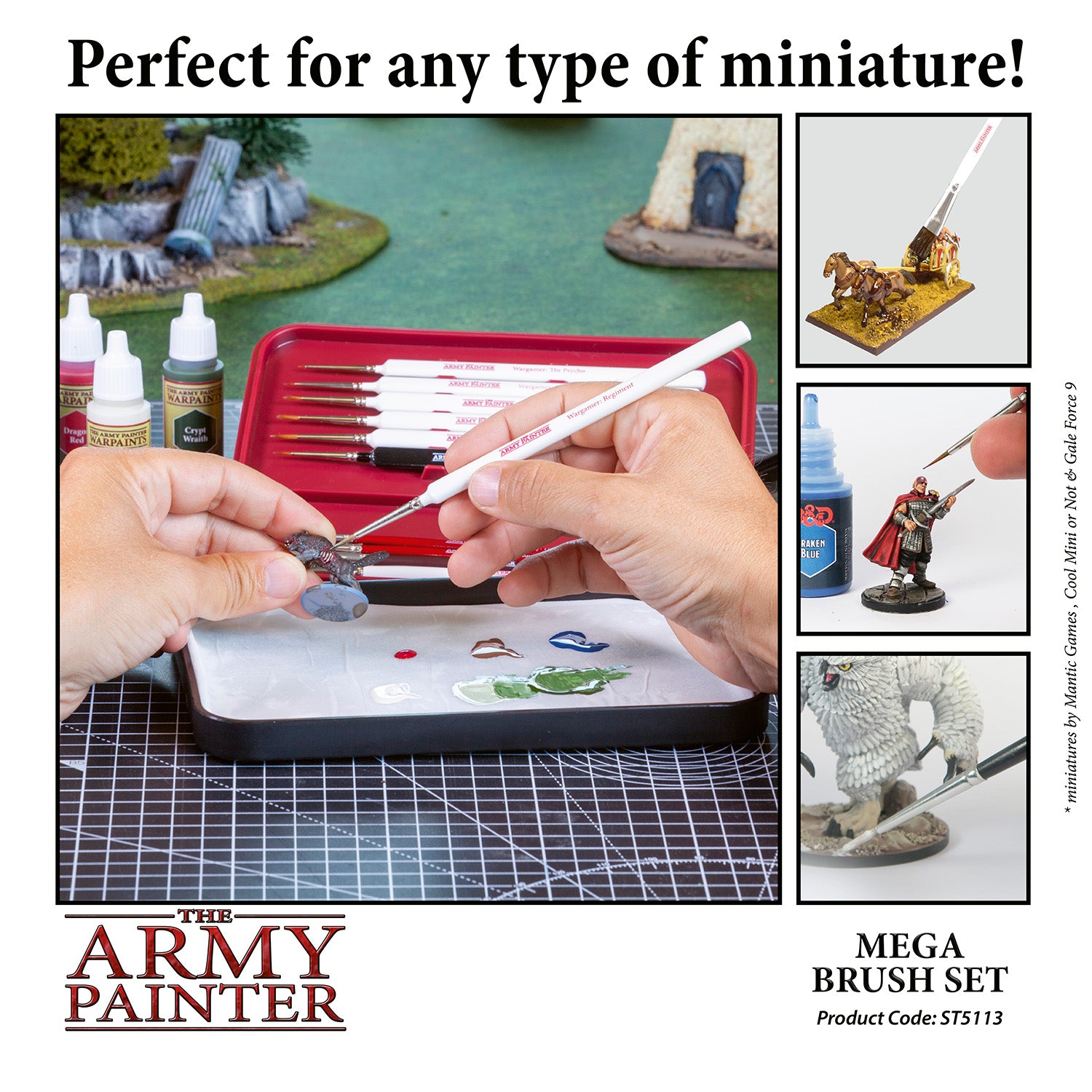  The Army Painter, Mega Paint Set 50, Miniature Painting Kit  with Wargamer Regiment Miniatures Paint Brush, Miniature Paint Set for  Miniature Figures