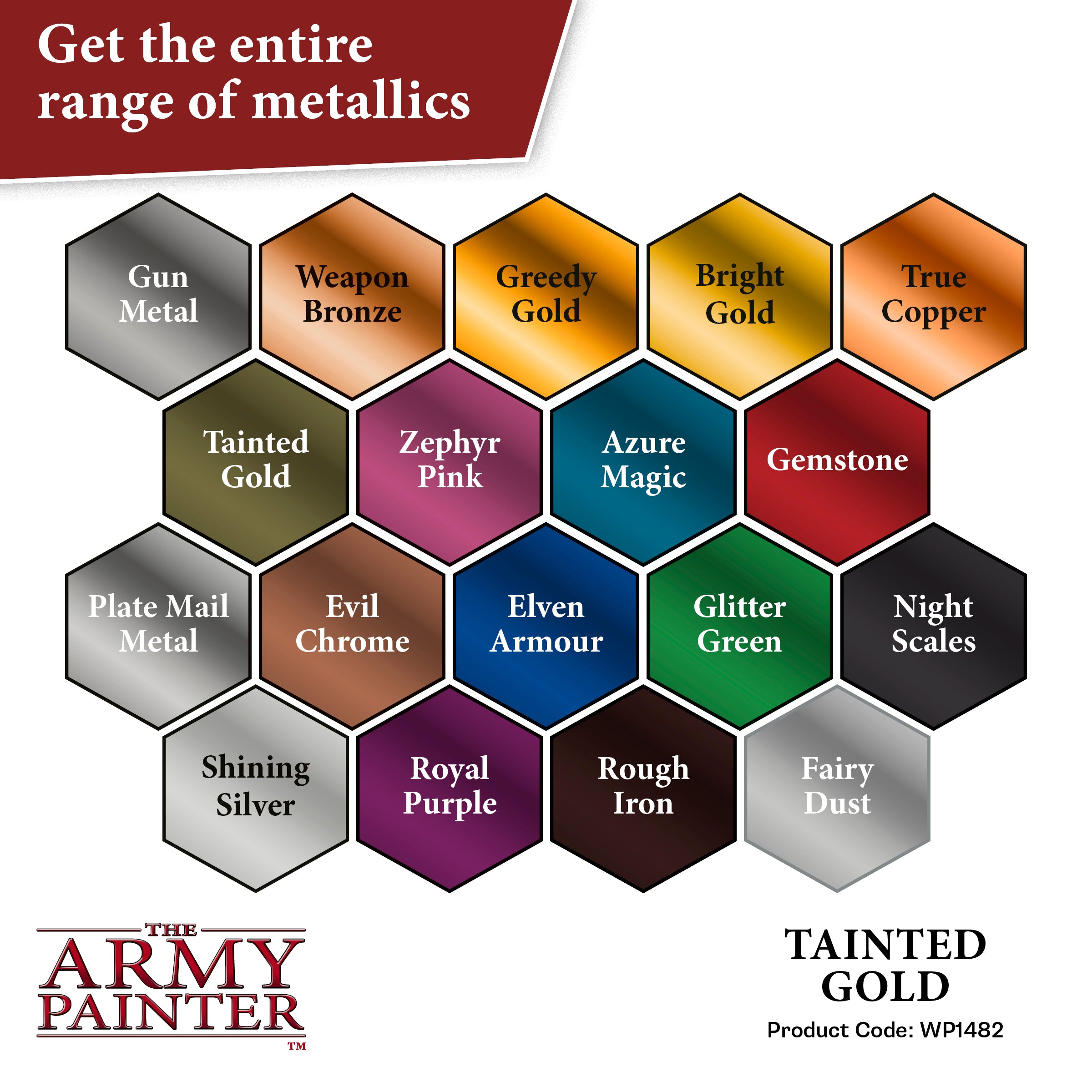The Army Painter - Metallic Colours Paint Set - Hobby Acrylic Paint Set of  10 Metallic Acrylic Paint - Includes Tainted Gold Acrylic Paint Metallic 
