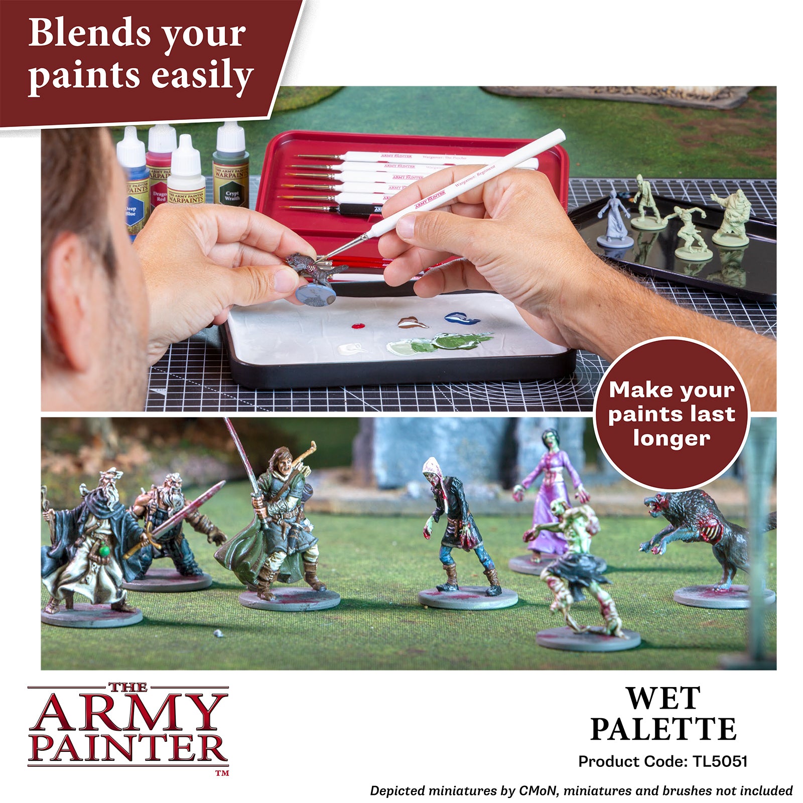 The Army Painter Hydro Pack - Paleta de papel para pintura acrílica. 50  papel de paleta húmeda y 2 esponjas húmedas para mantenerse húmedo, paleta